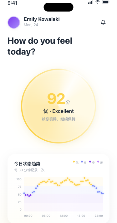 lunamira App 情绪界面 · 状态优秀